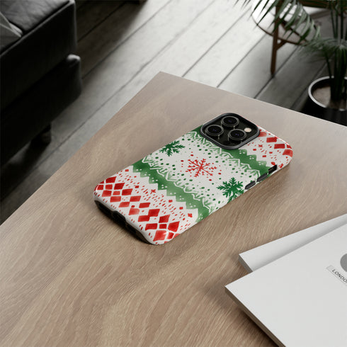 Watercolor Christmas Knitting - Impact Resistant Phone Case